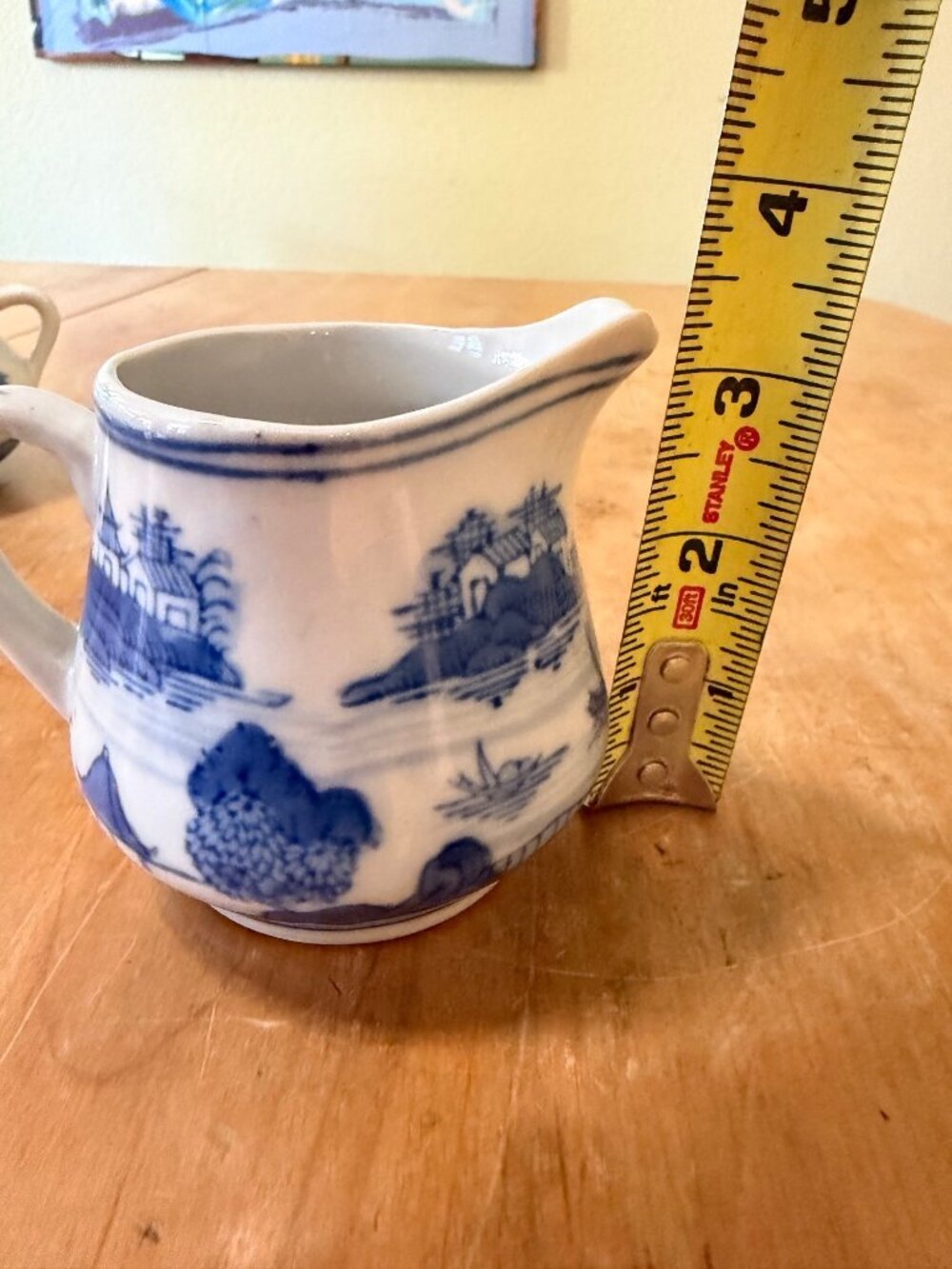 Vintage Canton Chinoiserie Cream & Sugar Set with Butterfly Lid – Blue and White - Picture 4 of 14